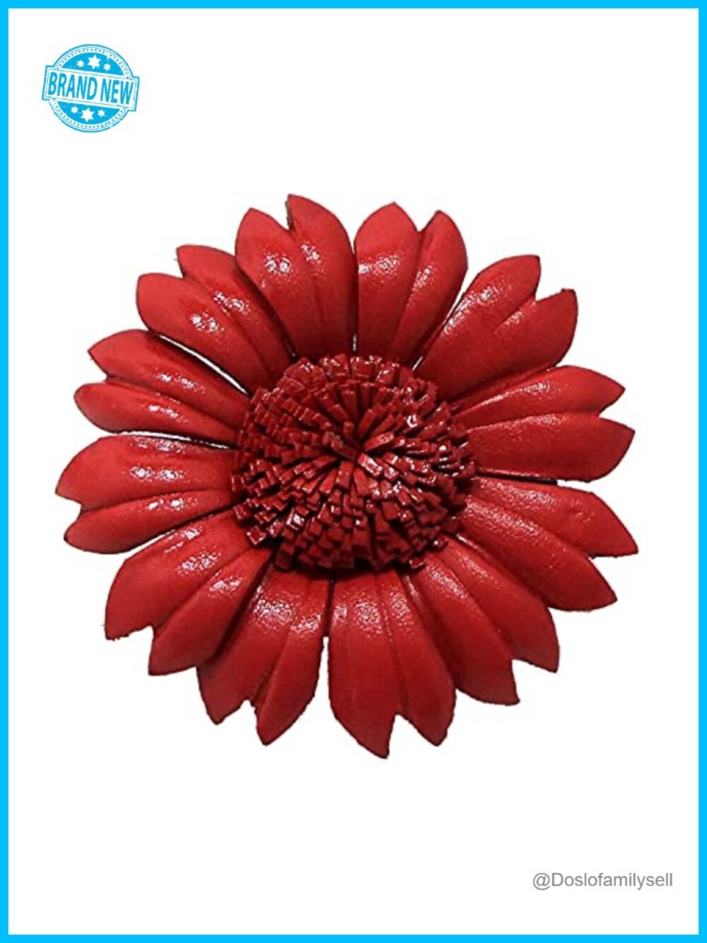 Genuine Leather Sunflower Pin Hair Clip Handmade Vintage Floral Alligator